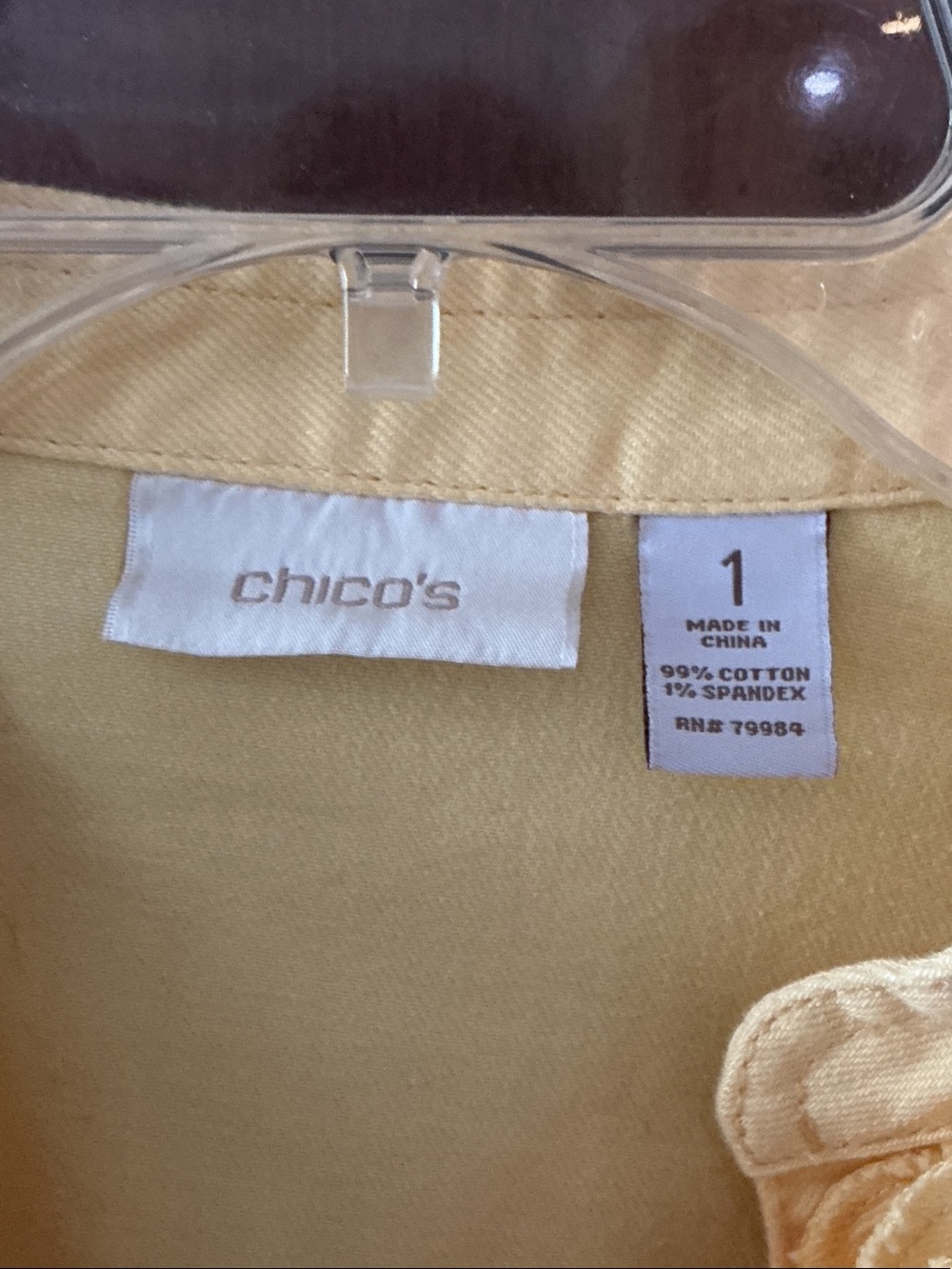 Chico's Light Yellow Ruffled Open-Front Jacket - Picture 2 of 6